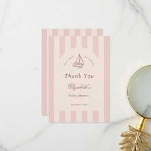 Baby an Bord Elegante rosa Segeljacht Baby Shower Dankeskarte