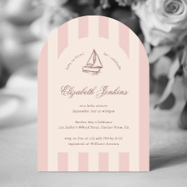 Baby an Bord Elegantes Pink Sailboat Babydusche Einladung