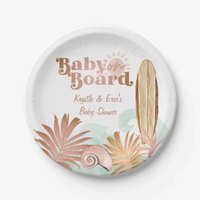 Baby an Bord Gender Neutral Baby Shower Plate Pappteller (Vorderseite)