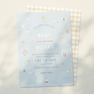 "Baby an Bord" Gingham Beach Themed Baby Dusche Einladung