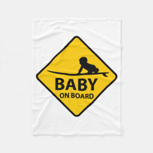 Baby an Bord lustiges Babydesign mit Surfbrett Fleecedecke