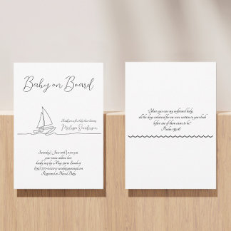 Baby an Bord Minimalistisch Beach Black und White Einladung