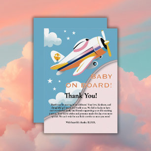 Baby an Bord Modernes Aviation Airplane Babydusche Dankeskarte