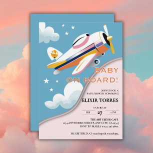 Baby an Bord Modernes Aviation Airplane Babydusche Einladung