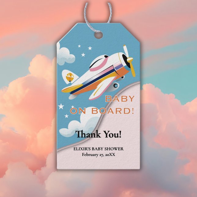 Baby an Bord Modernes Aviation Airplane Babydusche Geschenkanhänger (Von Creator hochgeladen)