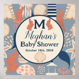 Baby an Bord Nautical Baby Boy Dusche Poster