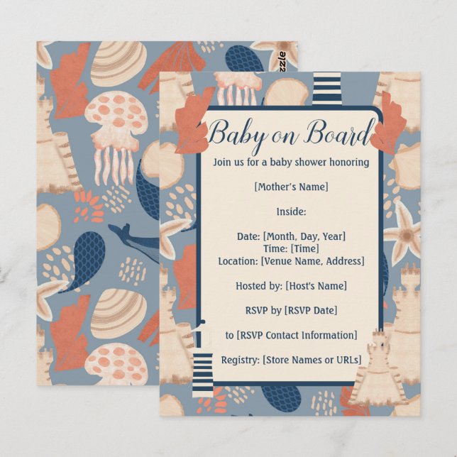 Baby an Bord Nautical Baby Boy Dusche Postkarte (Vorne/Hinten)