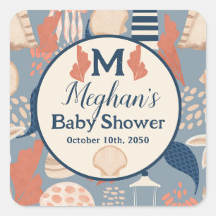 Baby an Bord Nautical Baby Boy Dusche Quadratischer Aufkleber