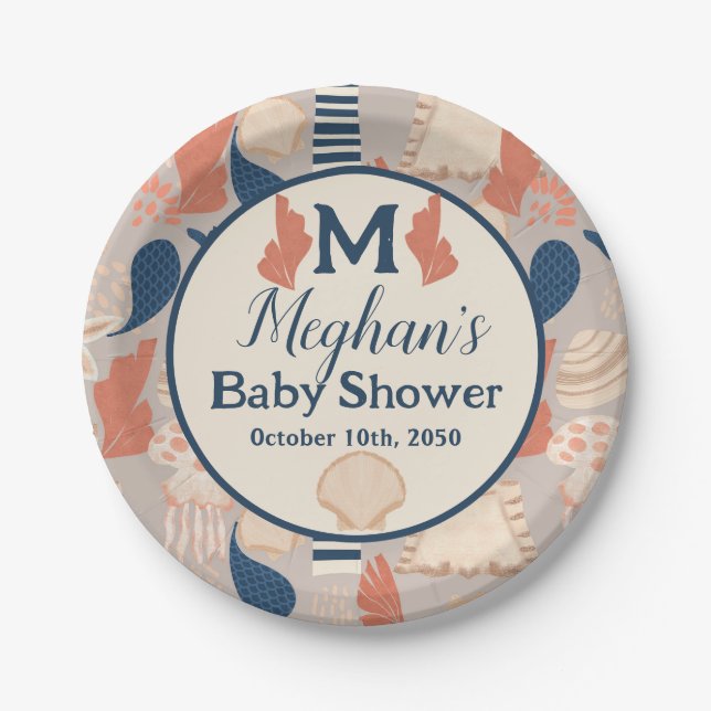 Baby an Bord Nautical Baby Dusche Pappteller (Vorderseite)