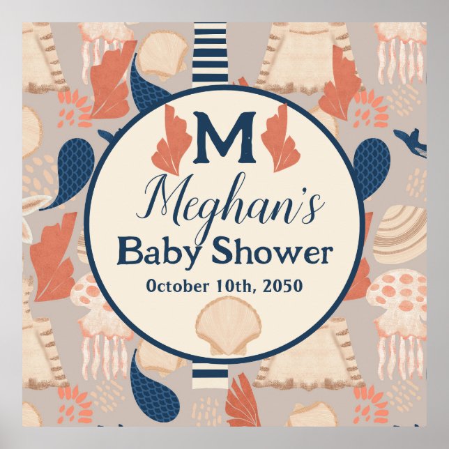 Baby an Bord Nautical Baby Dusche Poster (Vorne)