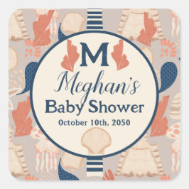 Baby an Bord Nautical Baby Dusche Quadratischer Aufkleber