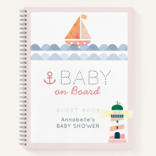Baby an Bord Nautical Rosa Babyparty-Gästebuch Notizbuch