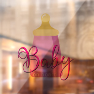 Baby an Bord niedliche Milchflasche für Mädchen Fensteraufkleber