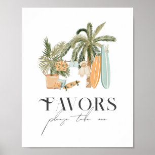 Baby an Bord Palm Tree Surf Baby Duschfavoriten Poster