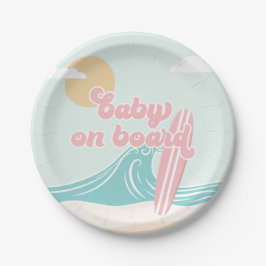 Baby an Bord Pink Beach Baby Dusche Pappteller