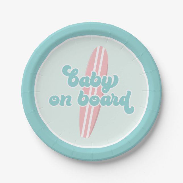 Baby an Bord Pink Beach Baby Duschpapier Teller (Vorderseite)