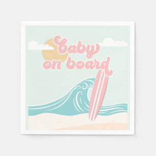 Baby an Bord Pinker Strand Baby Shower Serviette