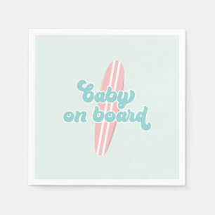 Baby an Bord Pinker Strand Babyparty Serviette