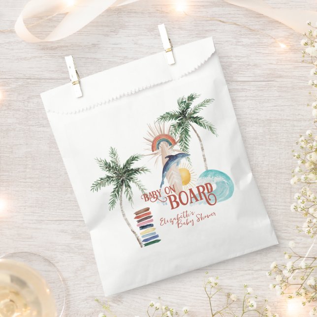 Baby an Bord | Retro Summer Surf Baby Dusche Geschenktütchen (Ausgeschnitten)