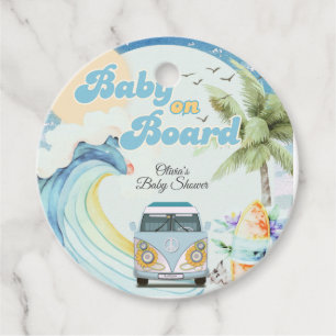 Baby an Bord Retro Surfing Beach Baby Dusche Geschenkanhänger