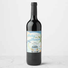 Baby an Bord Retro Surfing Beach Baby Dusche Weinetikett