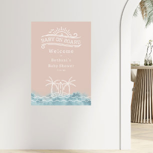 Baby an Bord Rosa Surf Baby Dusche Willkommen Poster