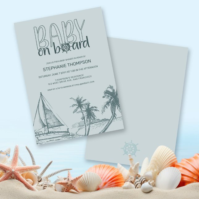 Baby an Bord Sailboat Summer Baby Dusche Einladung (Von Creator hochgeladen)