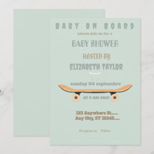 Baby an Bord Skateboard-Baby-Party Einladung