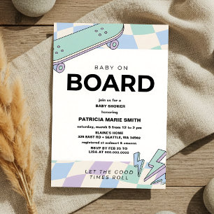 Baby an Bord Skateboard-Baby-Shower-Party-Einladun Einladung
