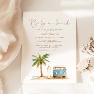 Baby an Bord Sommersurf Kinderdusche Einladung