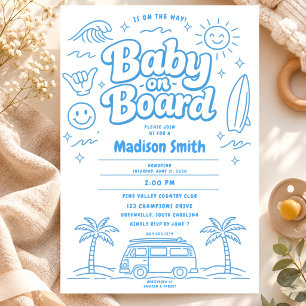 Baby an Bord Strand Surf Baby Shower Sommer Retro Einladung
