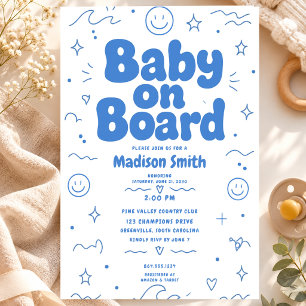 Baby an Bord Strand Surf Baby Shower Sommer Retro Einladung