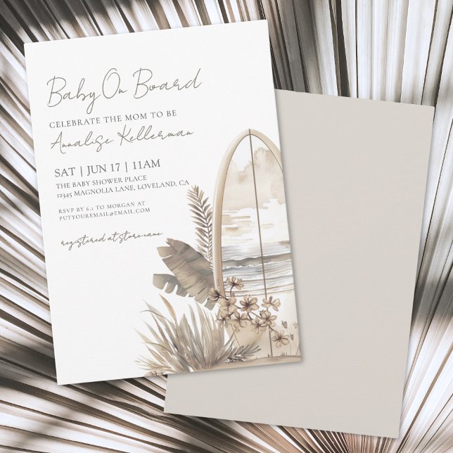 Baby an Bord Summer Boho Beach Baby Dusche Einladung (Baby On Board Summer Boho Beach Baby Shower Invitation)