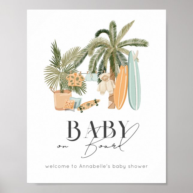 Baby an Bord Surf Baby Dusche Begrüßungszeichen Poster (Vorne)