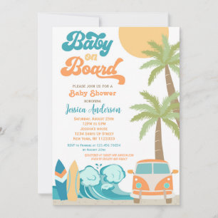 Baby an Bord Surf Baby Shower Einladungen