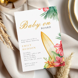 Baby an Bord Surf Beach Baby Dusche Einladung