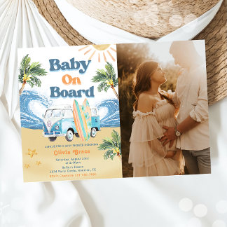 Baby an Bord Surf Beach Baby Dusche Foto Einladung