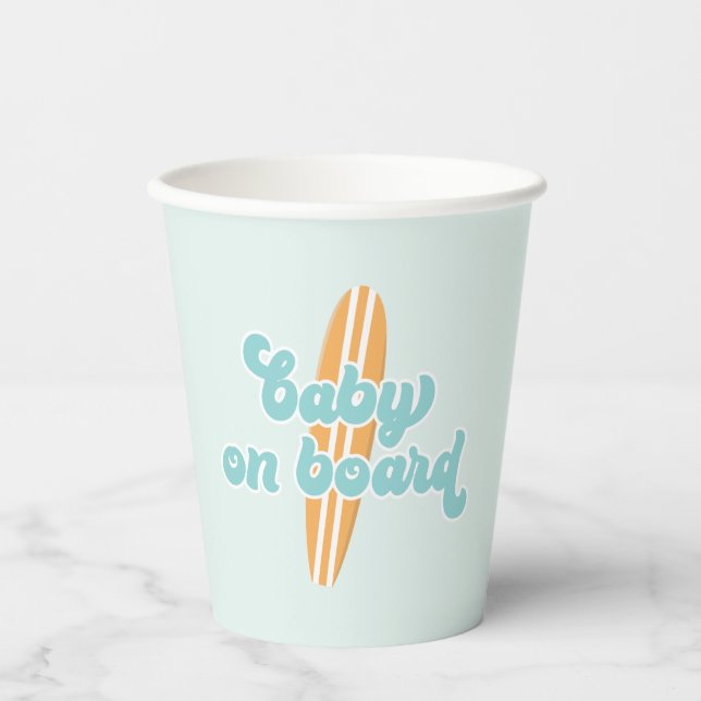 Baby an Bord Surf Beach Baby Dusche Pappbecher (Vorderseite)