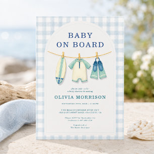 Baby an Bord Surf Sommer Wäscheleine Babyparty-Ein Einladung
