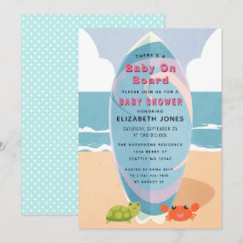 Baby an Bord Surfboard Baby Shower Einladung