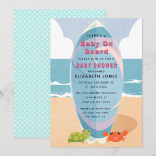 Baby an Bord Surfboard Baby Shower Einladung