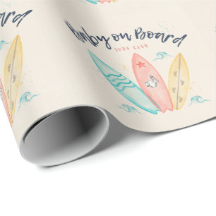 Baby an Bord Surfboard Babyparty Geschenkpapier