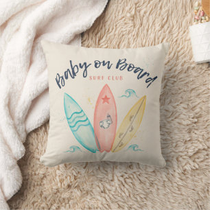 Baby an Bord Surfboard Babyparty Kissen