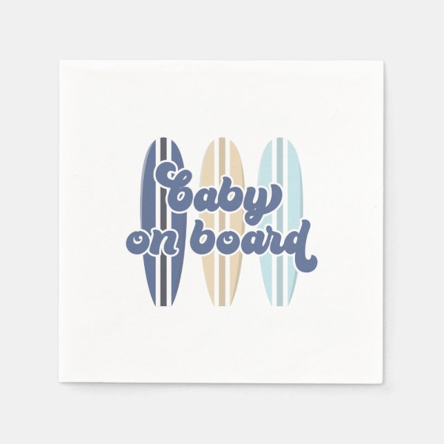 Baby an Bord Surfboard Beach Baby Dusche Napkins Serviette (Vorderseite)