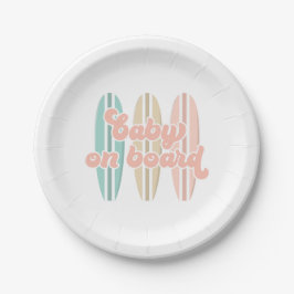 Baby an Bord Surfboard Beach Baby Dusche Pappteller