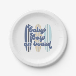 Baby an Bord Surfboard Beach Baby Dusche Pappteller