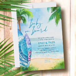 Baby an Bord Surfboard Ocean Beach Baby Dusche Einladung