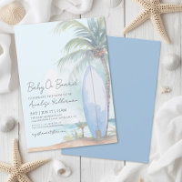 Baby an Bord Surfboard Strand Baby-Party-Einladung