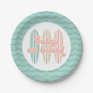 Baby an Bord Surfboard Strand Baby Shower Papier P Pappteller