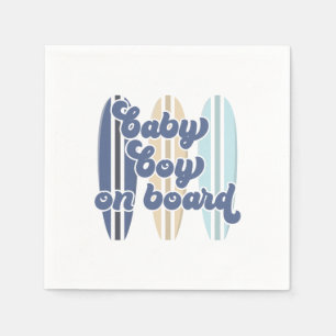 Baby an Bord Surfboard Strand Baby Shower Serviette